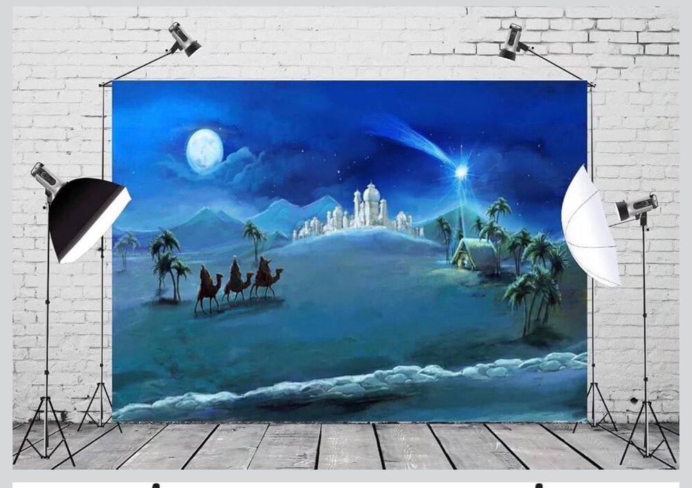 BELECO Nativity Scene Backdrop Christmas Night Three Kings Religious Decor NEW